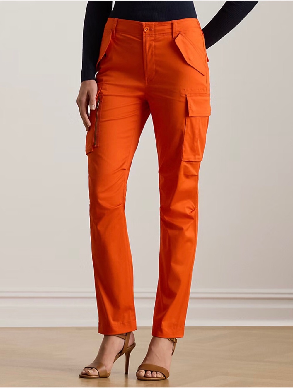 Ralph Lauren Women’s Cotton Sateen Cargo Pants Dusk Orange Size 12